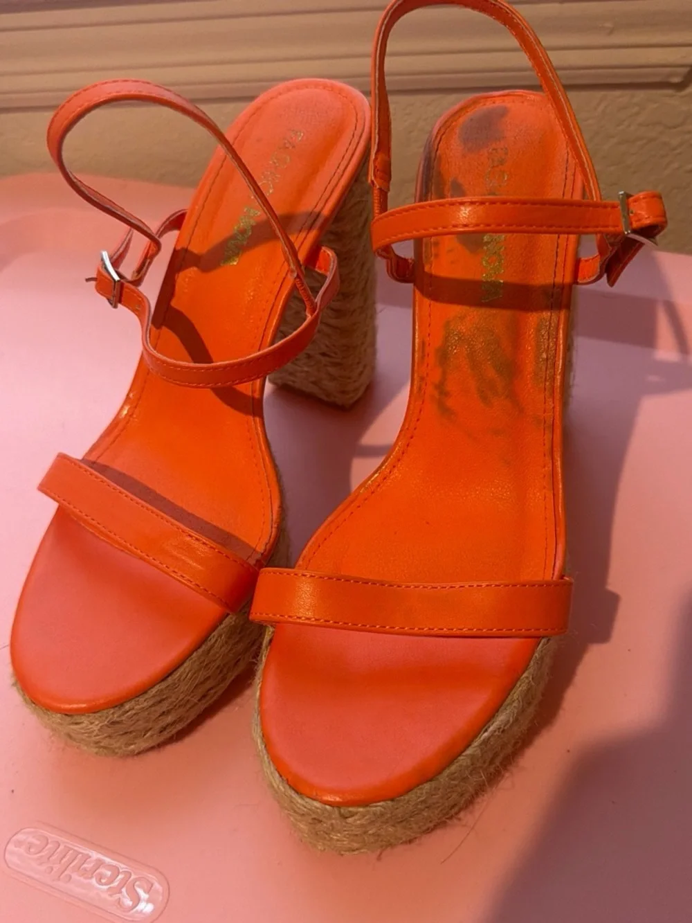 Fashion Nova Orange Platform Espadrille Heels